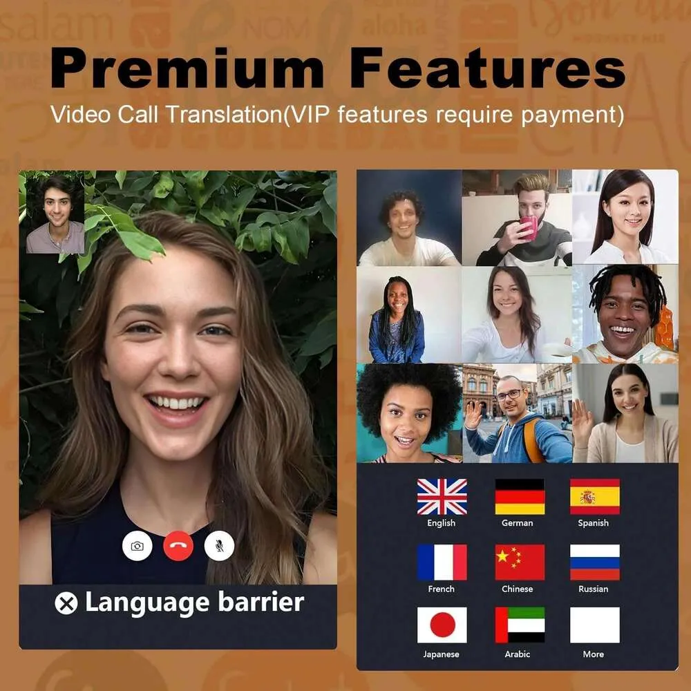 Auriculares de traducción AI - Traductor inalámbrico Bluetooth de oído abierto con pantalla táctil LCD - Traducción en tiempo real para 144 idiomas - Compatible con aplicación - Audífonos Traductores Inglés Español