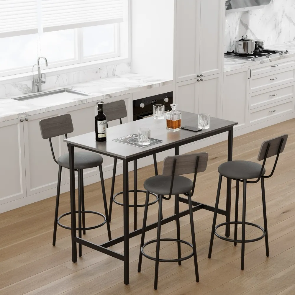 Save Big on Bulk Set Bar Stool Wholesale Bar Table Set With Bar Stools  PU Soft Seat With Backrest, Grey Best Deals on DHgate