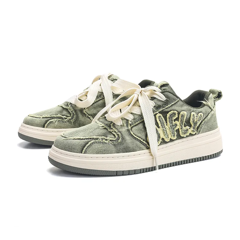 Board 2025 Autumn New Denim Breathable Thick Sole Korean Version Trendy And Versatile Low Top Casual Sports Men's_voghion.com