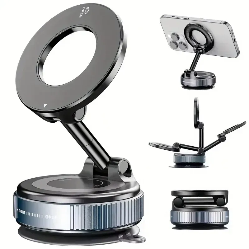 Universal Vacuum Suction Cup Car Phone Holder 360 Rotating Magnetic Foldable Adjustable Hands-Free Portable_voghion.com