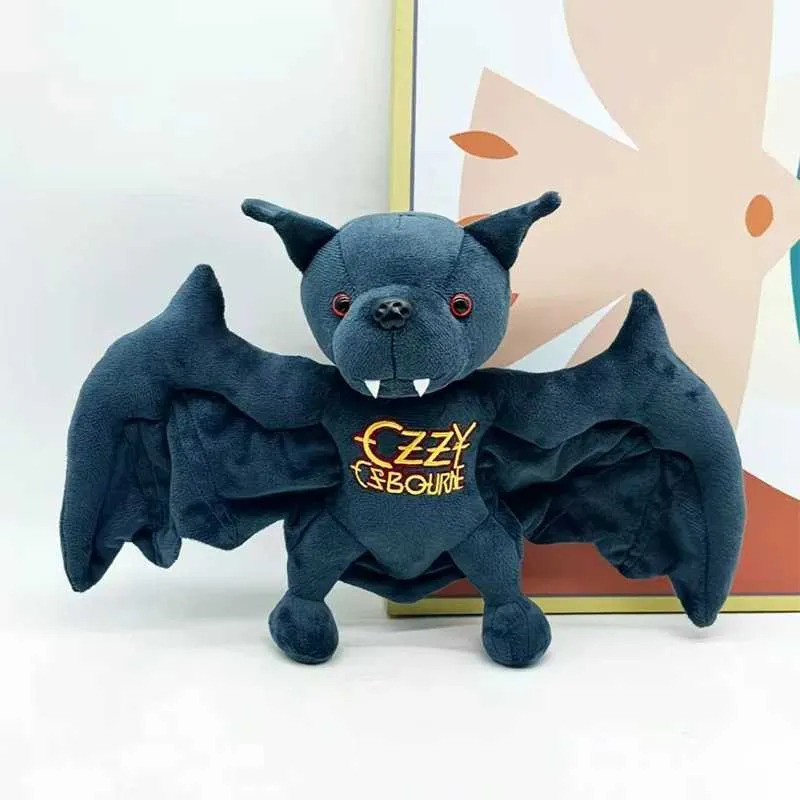 Peluche Pupazzo Stoffa Animale Pipistrello Nero Profondo Magnete 19 CM