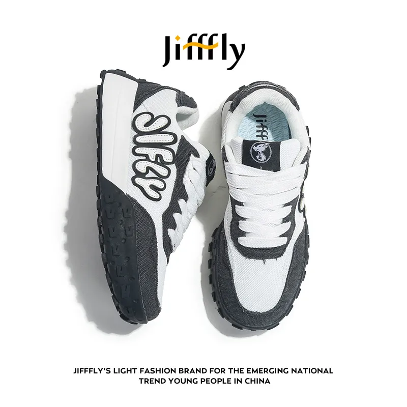Jifffly Designer 2025 Nieuwe Herfst/Winter Klassieke Retro Veelzijdige Sportschoenen met Dikke Zool voor Heren en Dames Blauw Zwart_voghion.com