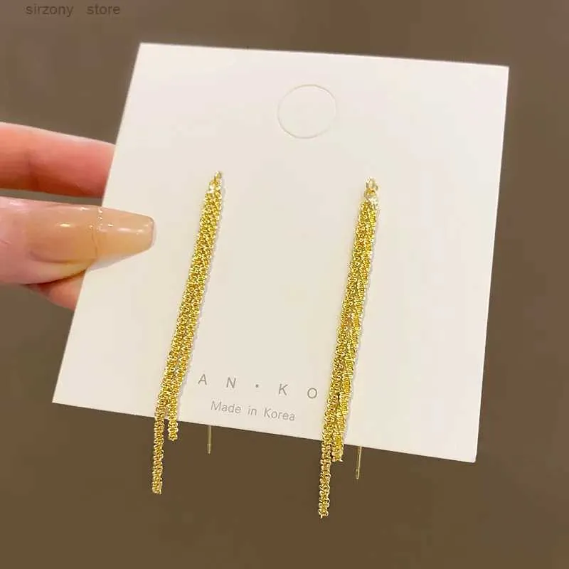 Orecchini Threader Lunghi In Argento 925 - A Nappa Con Zircone - Ipoallergenici, Eleganti Per Donna E Ragazza - 2