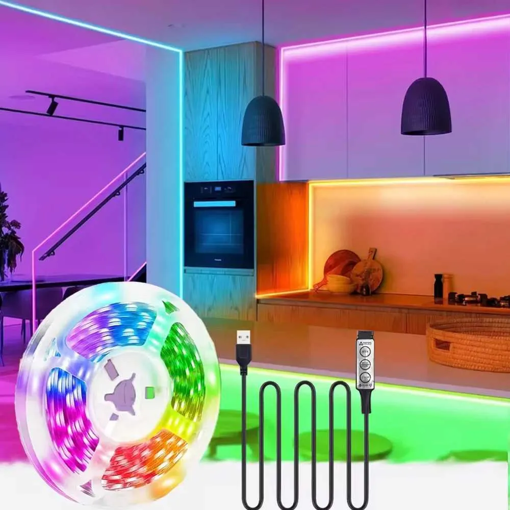 5V RGB 5050 LED Strip Lights with 3-Key Control, USB TV Backlight ...