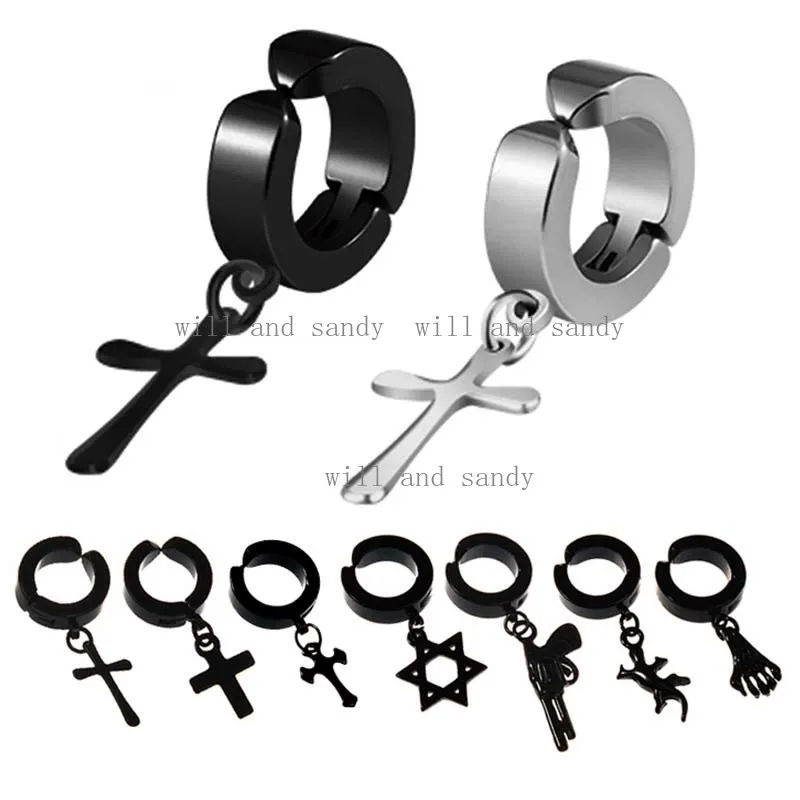 Orecchini A Cerchio In Acciaio Inox Cerchietti Uomo / Donna Diverse Misure Lobo