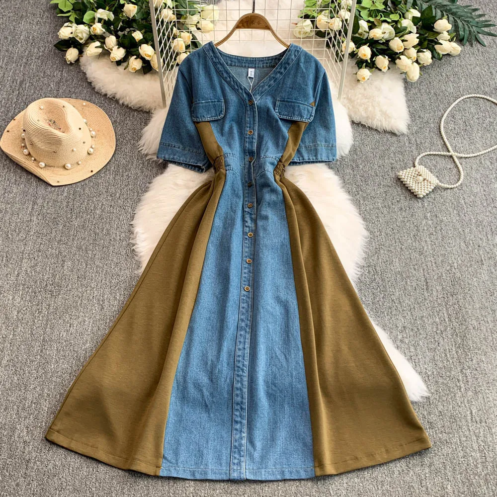 fitted lace wedding dress Modern Muslim Women’s Relaxed Denim Maxi Dress