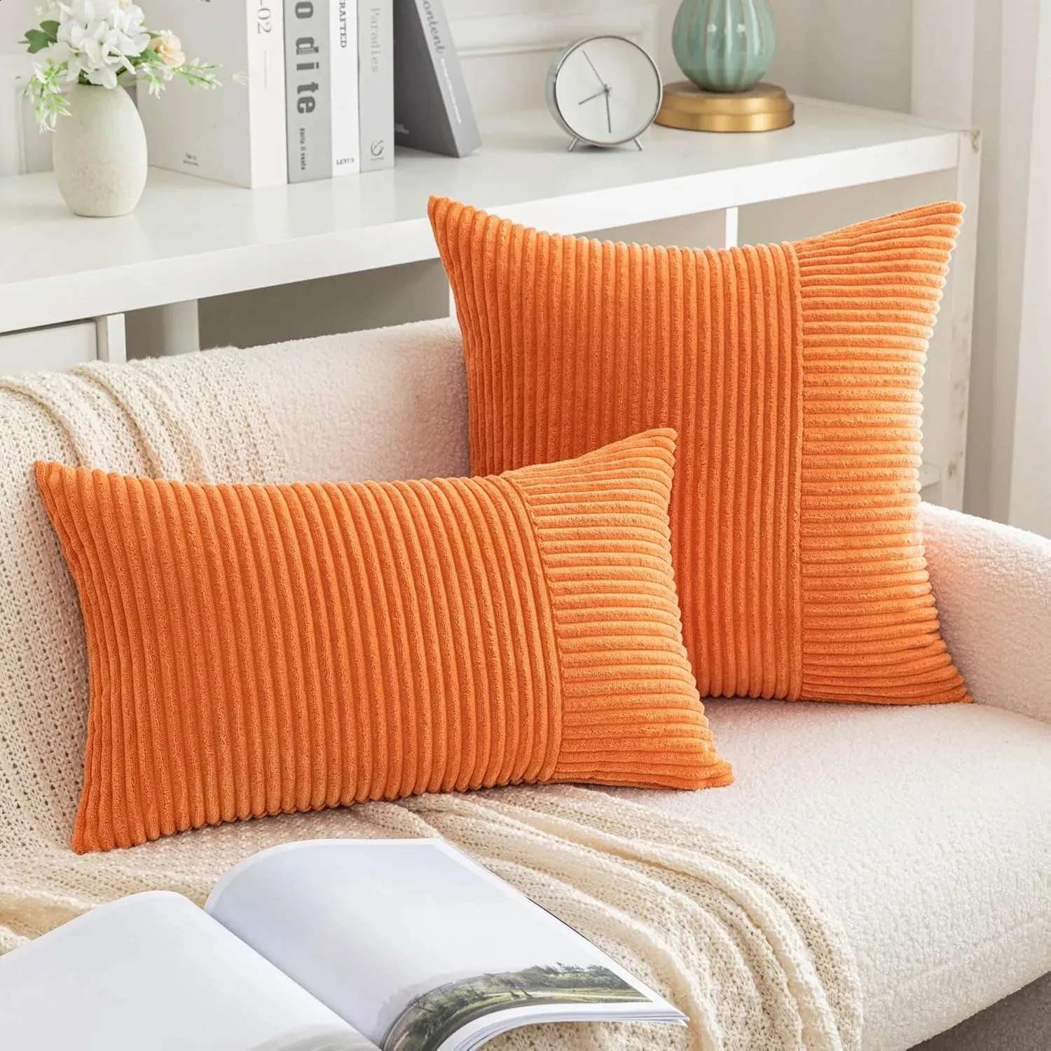 コーデュロイ クッションカバー 18x18 インチ 45x45 Cm を￥2,906