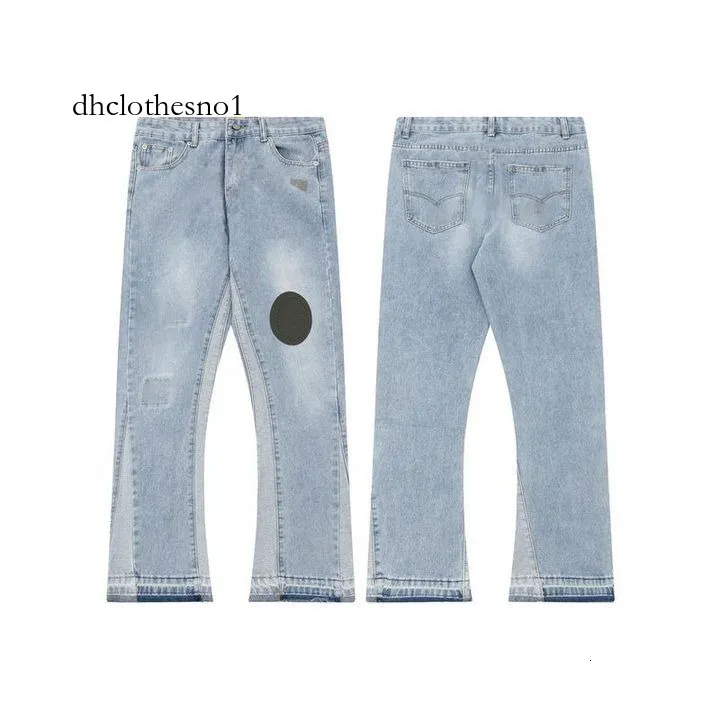 Spring New Men's Pants Vintage Washed Straight Tube Splicing Male Jeans High Street Fashion Casual Wide Leg Trousers