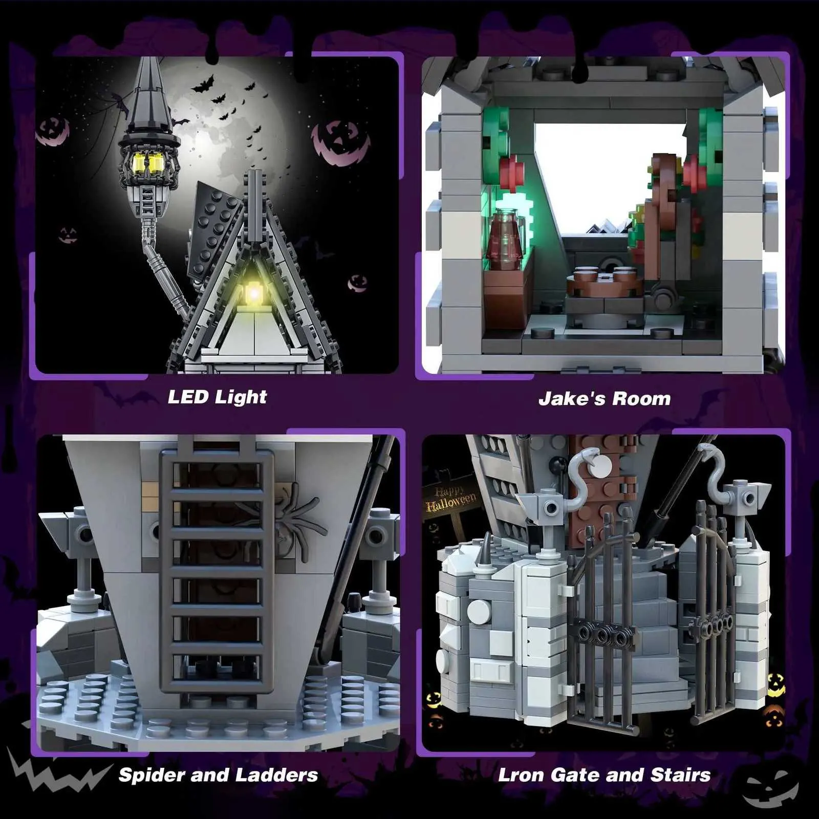 Set De Construcción De Casa De Halloween – 712 Piezas Modulares De Bruja – Decoración Y Regalo Para Adultos Y Constructores