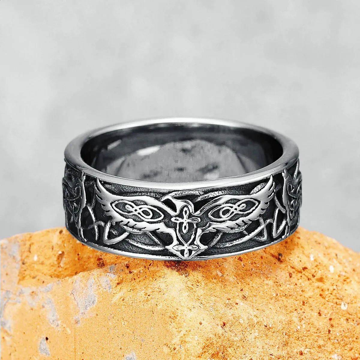 Phoenix Totem Ring for Men, 316L Stainless Steel Auspicious Rings ...