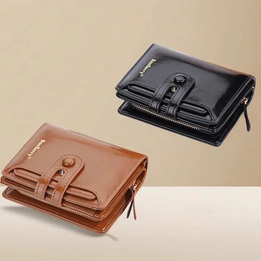 ☆ DHgate 헤리티지 여성용 오일 왁스 가죽 지갑 수직 지퍼 동전 주머니, 버클 클로저, 카드 슬롯 6개 | ₩29,254부터