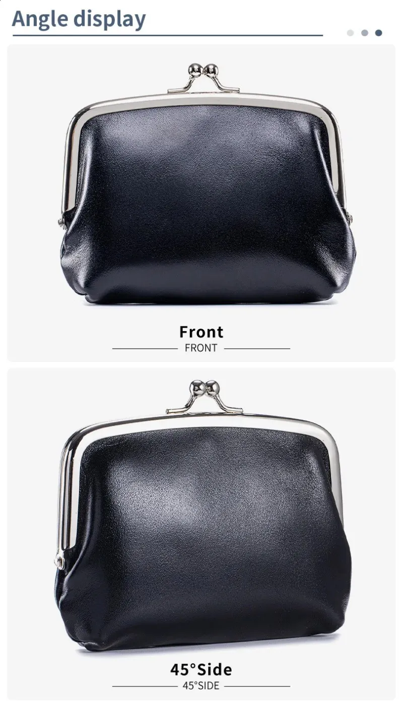 ☆ DHgate 프레임 여성용 동전 지갑 여성용 빈티지 오일 왁스 가죽 키스락 버클 체인지 파우치 클러치 지갑 | 신상품 바로 구매