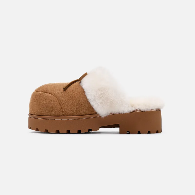 Pluche gevoerde pantoffels met antislipzool voor buiten gebruik_voghion.com