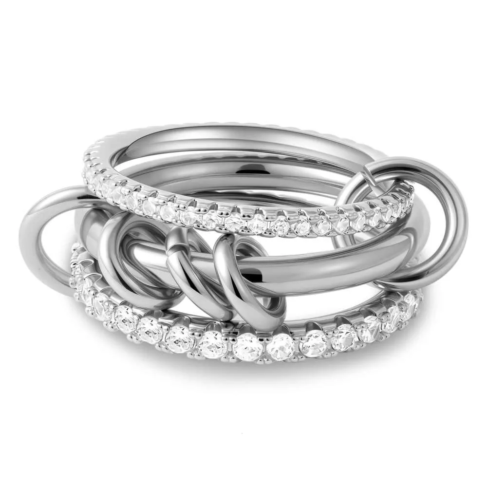 Anello designer tre cerchi zirconi oro anello impilabile trendy_voghion.com