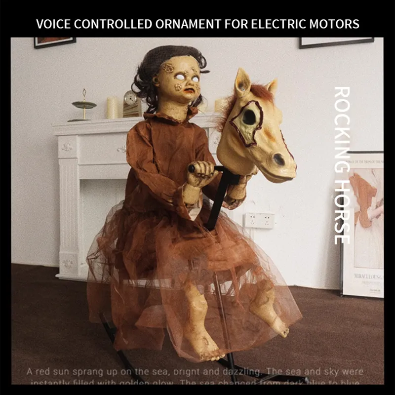 Human Rocking Pony Halloween Electric Mechanical Decoration Props: Ghost Electric Bike ...