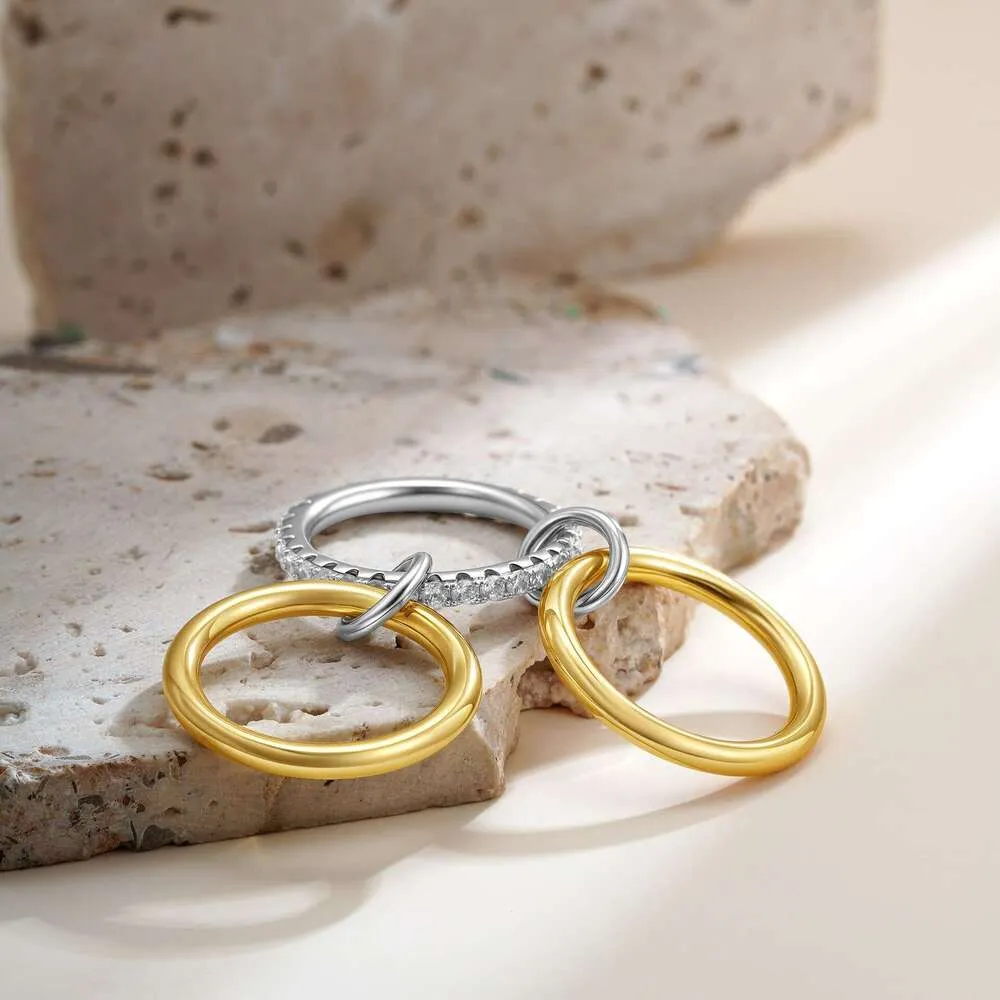 Anello designer tre cerchi zirconi oro anello impilabile trendy_voghion.com