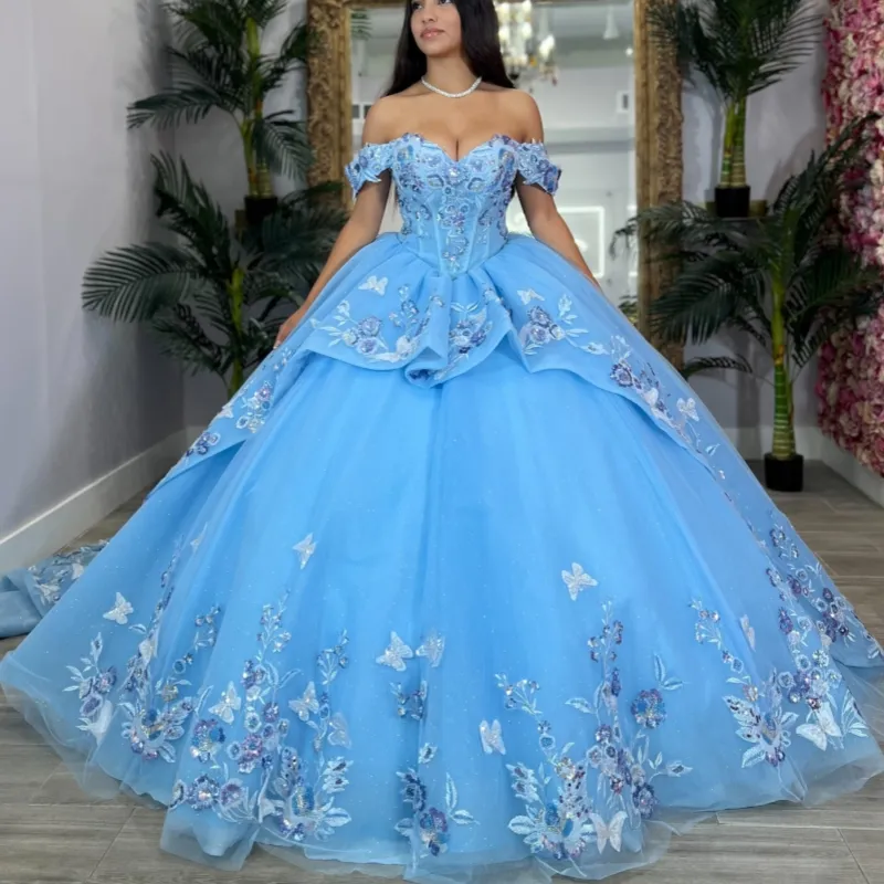 Quinceanera Dress Big Puffy Turquoise Sweet 16 Dresses Sky Blue Quinceanera Dresses Ball Gown Princess Sweet Quinceanera Dress Big Puffy Turquoise Sweet 16 Dresses Sky Blue Quinceanera Dresses Ball Gown Princess Sweet