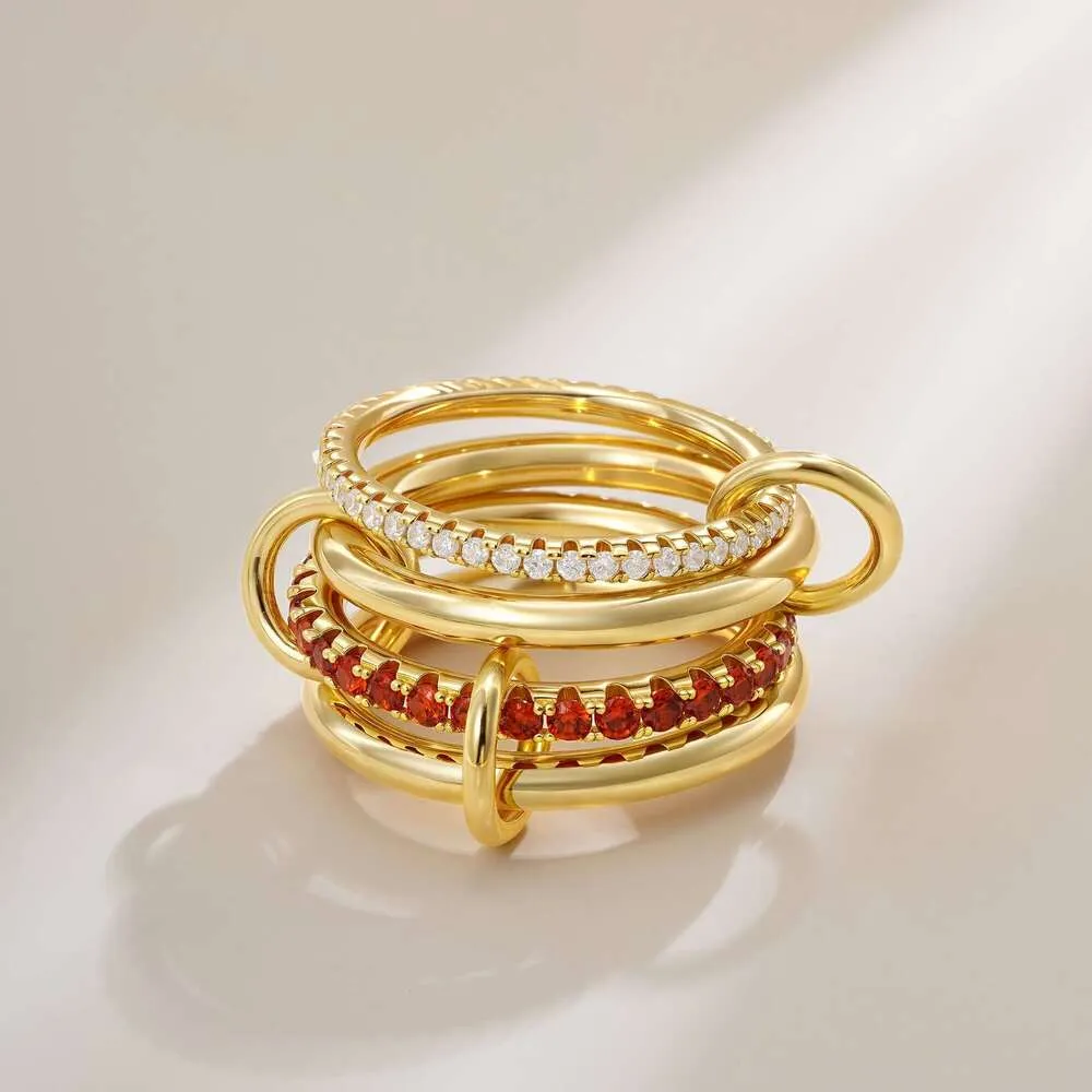 Anello designer tre cerchi zirconi oro anello impilabile trendy_voghion.com