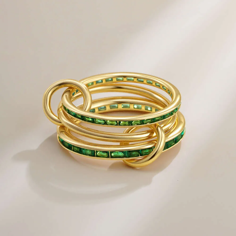 Anello designer tre cerchi zirconi oro anello impilabile trendy_voghion.com