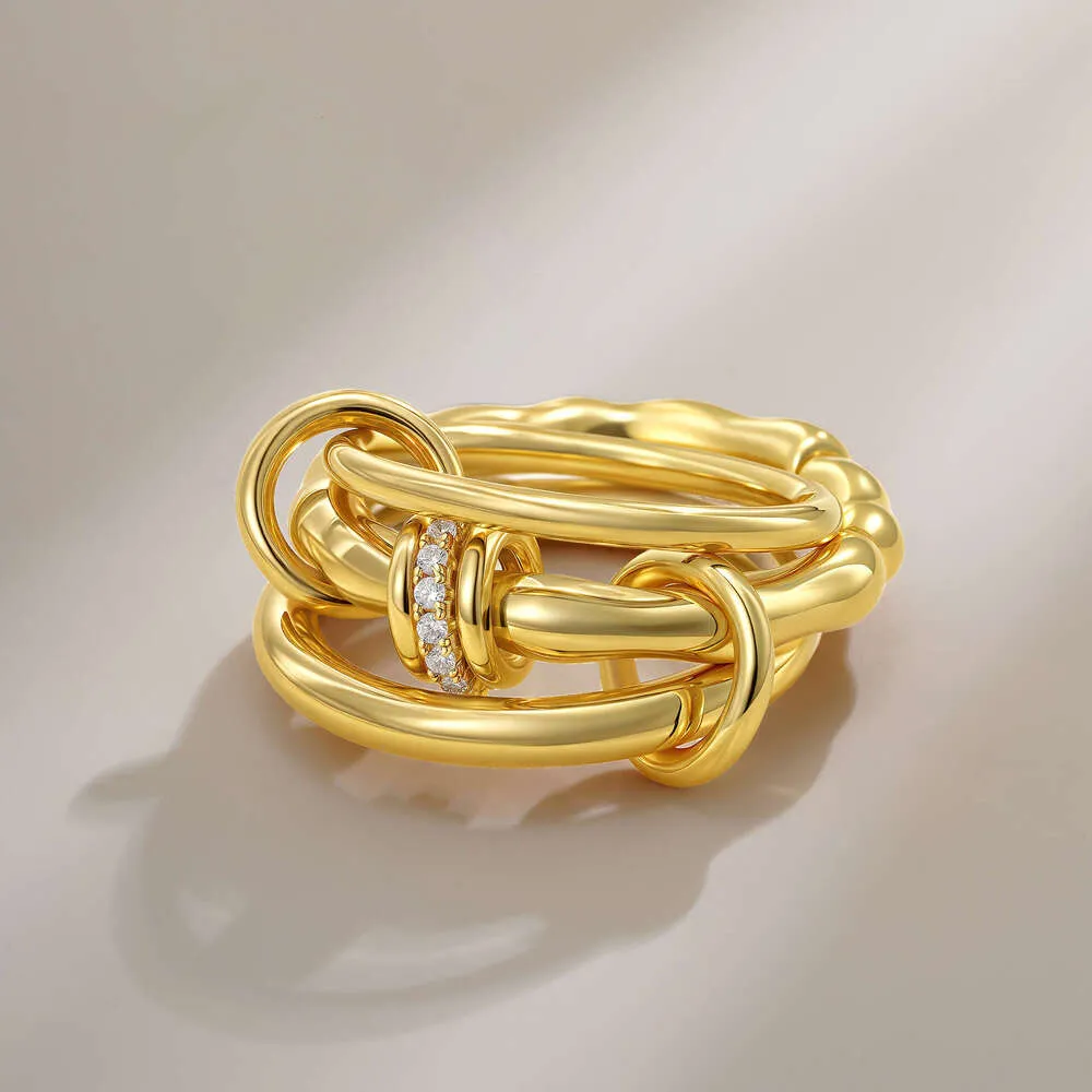 Anello designer tre cerchi zirconi oro anello impilabile trendy_voghion.com