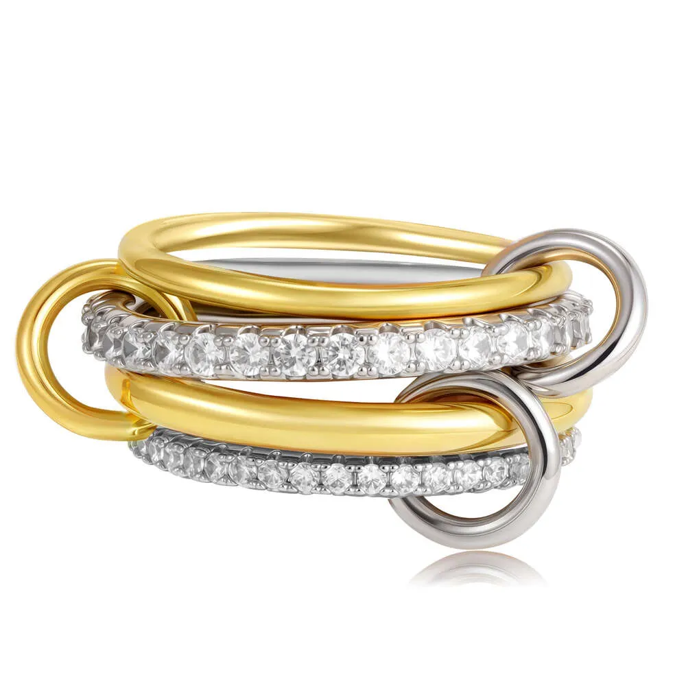 Anello designer tre cerchi zirconi oro anello impilabile trendy_voghion.com