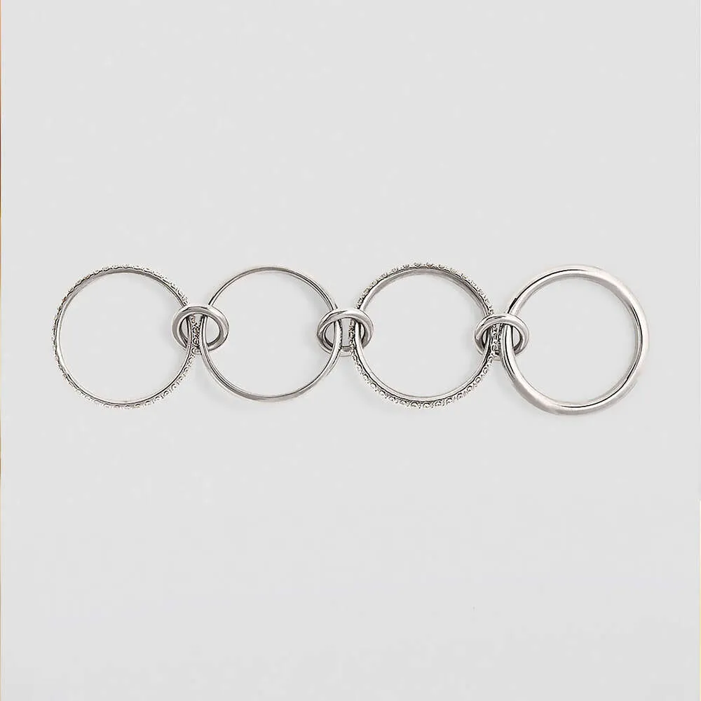 Anello gioiello alla moda in oro impilabile, leggero, lussuoso, con personalità, impilabile a tre maglie, con micro pavé di zirconi, gioiello squisito_voghion.com