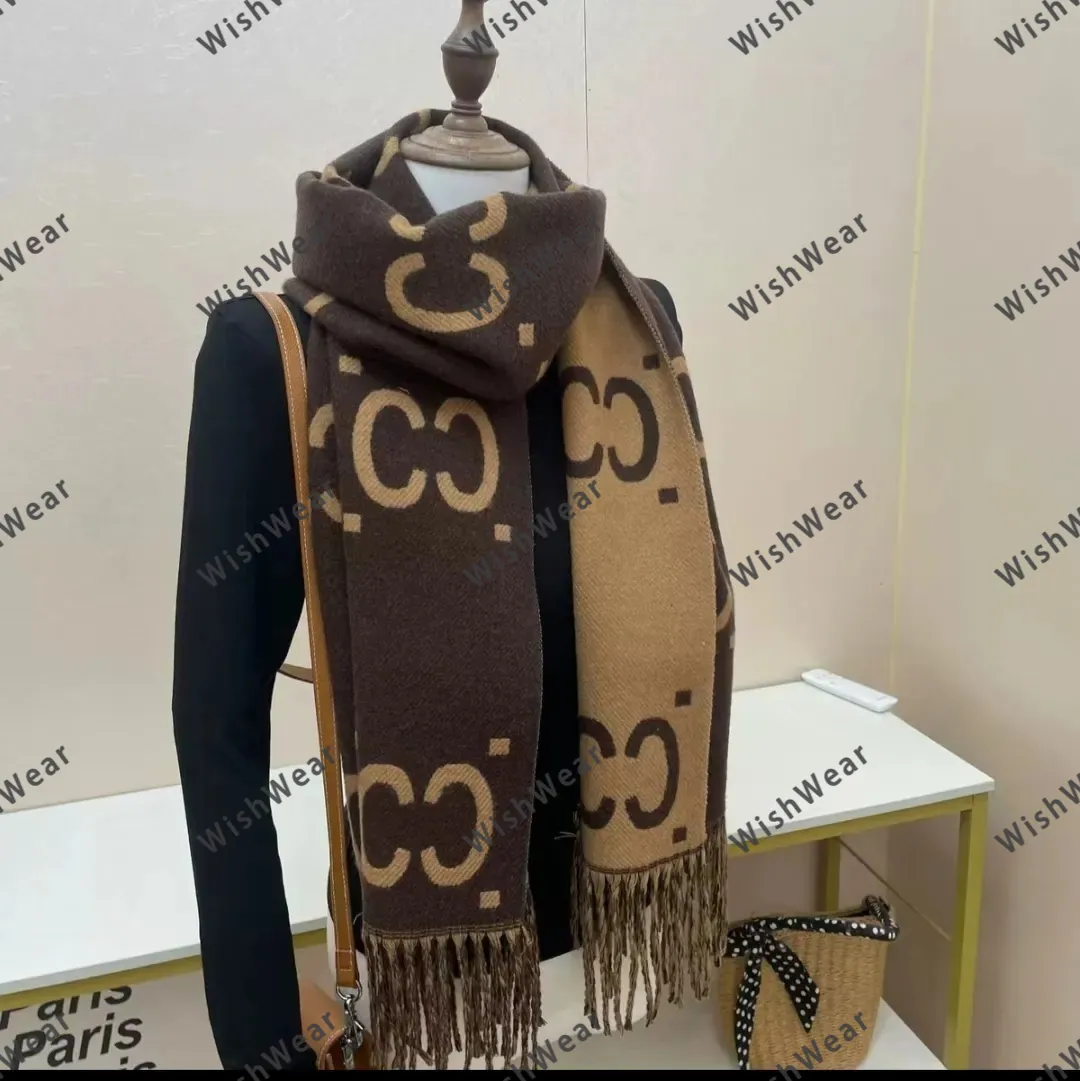 Double-Sided Letter Designer Scarf for Women, Cashmere Echarpe for Men ...