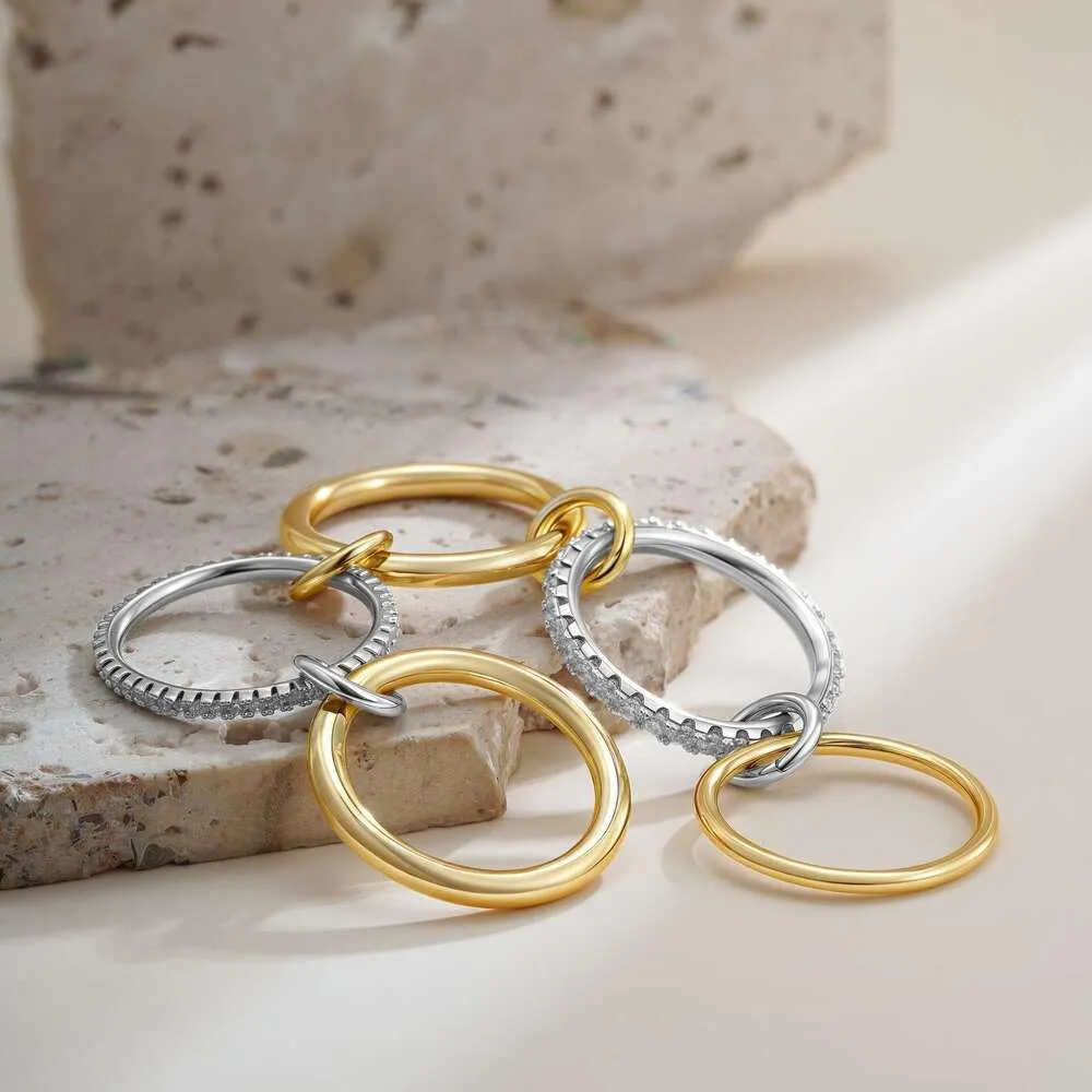 Anello designer tre cerchi zirconi oro anello impilabile trendy_voghion.com