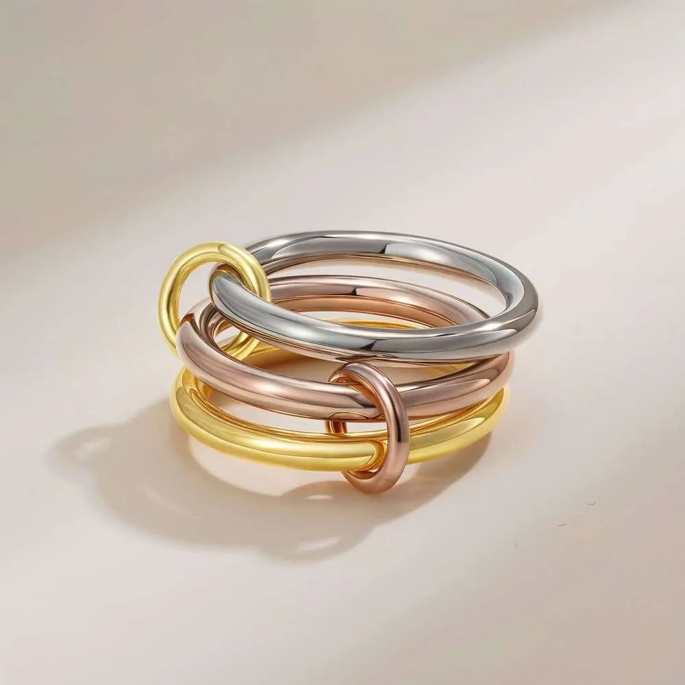 Anello designer tre cerchi zirconi oro anello impilabile trendy_voghion.com