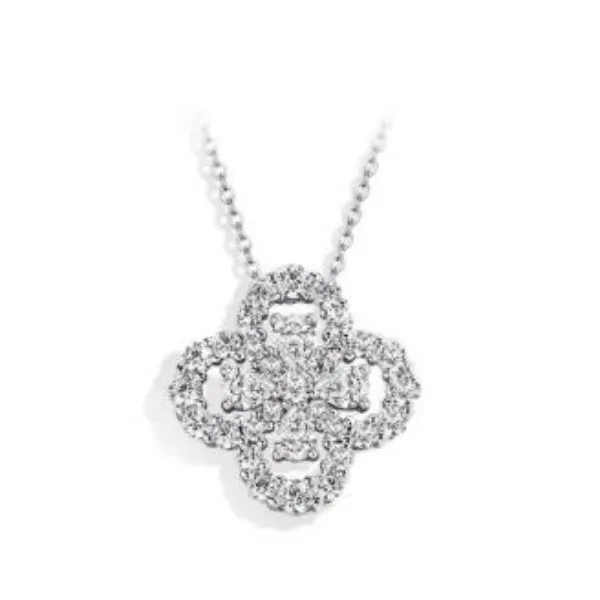 S925 Silver Moissanite Diamond Loop Pendant Clover Full Motif Diamond ...
