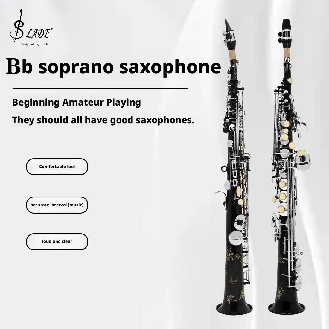 SLADE Bb Soprano Saxophones Brass Body With... From 