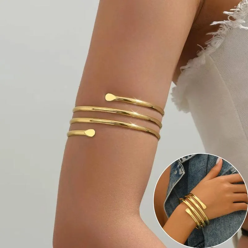Bracciale Bangle Regolabile Placcato Oro - Gioiello Minimalista Aperto Per Donna E Uomo In Rame