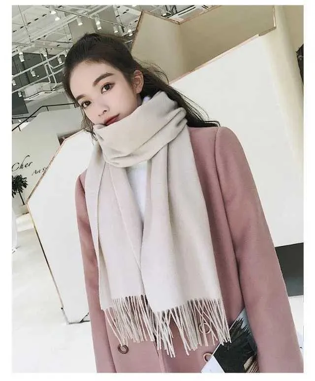 Winter Warm Thicken Scarf Luxury Cashmere Women's Scarves Solid Color ...