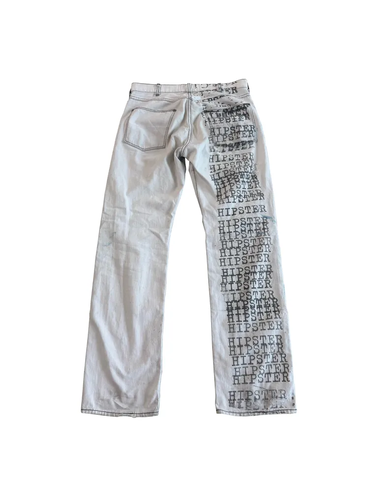 Mens Distressed Straight Fit Denim Jeans With Ink From Picus