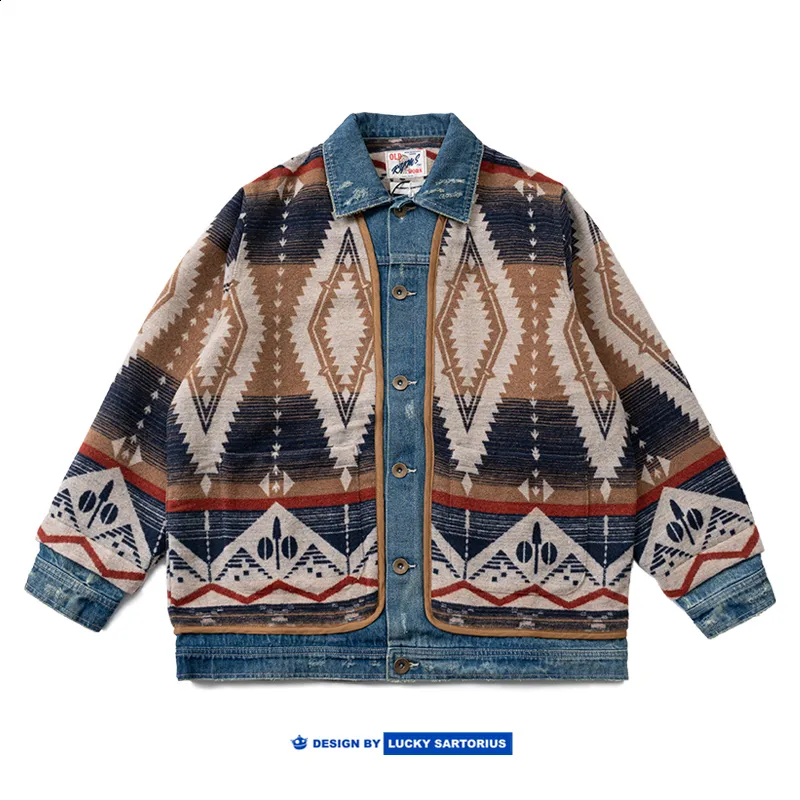 ジャケット・アウター rrl 30 jacket RRL Western Style Jacquard Heavy Washed Denim Jacket From