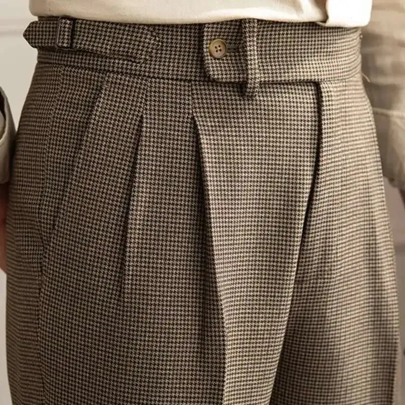 British Mens Dress Pants High Waist Straight Leg Italian Business ...