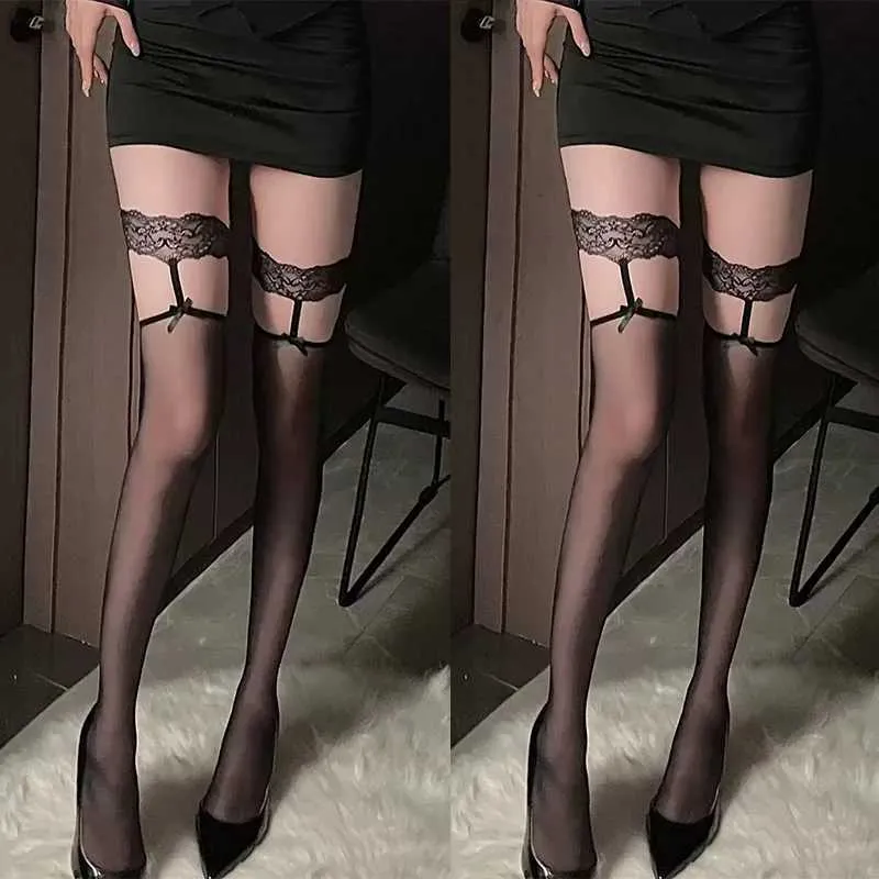 Calze A Rete Alte Al Ginocchio In Pizzo Lolita – 2 Paia, Nylon, Con Fiocco E Volant, Per Cosplay E Feste A Tema, Taglia Unica Elastica