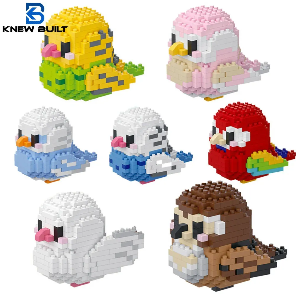 K BUILT Colorful Parrot Micro Mini Wooden Building Blocks Assembly Toys ...