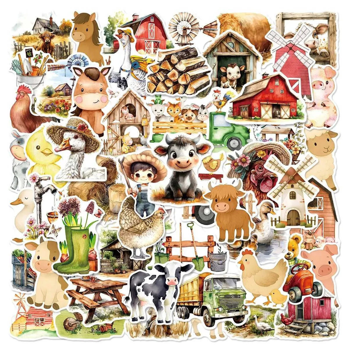 Fairy Tale Cartoon Farm Graffiti Cute Journal Stickers Waterproof Decor ...