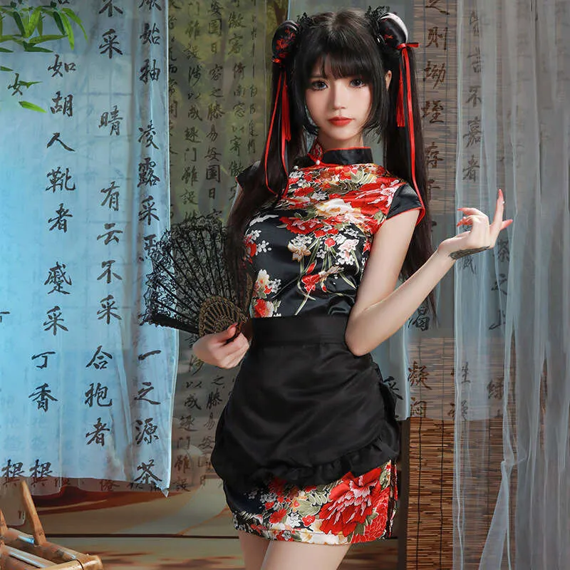 Chinese Style Improved COS Uniform Printed Buttoned One Piece Imitation ...