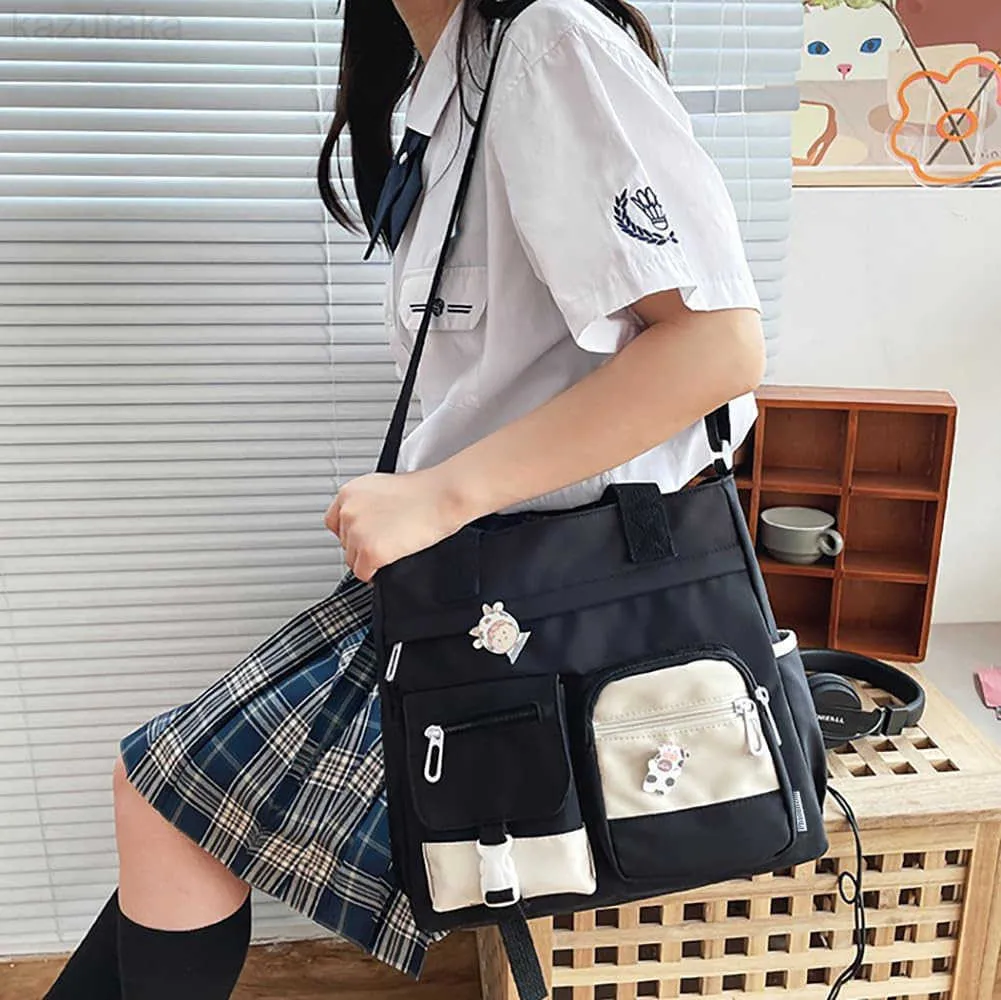 Sac Bandoulière Kawaii Pour Ados - Nylon Léger & Résistant à L'eau - Avec épingles Décoratives - Cadeau Mignon - 9