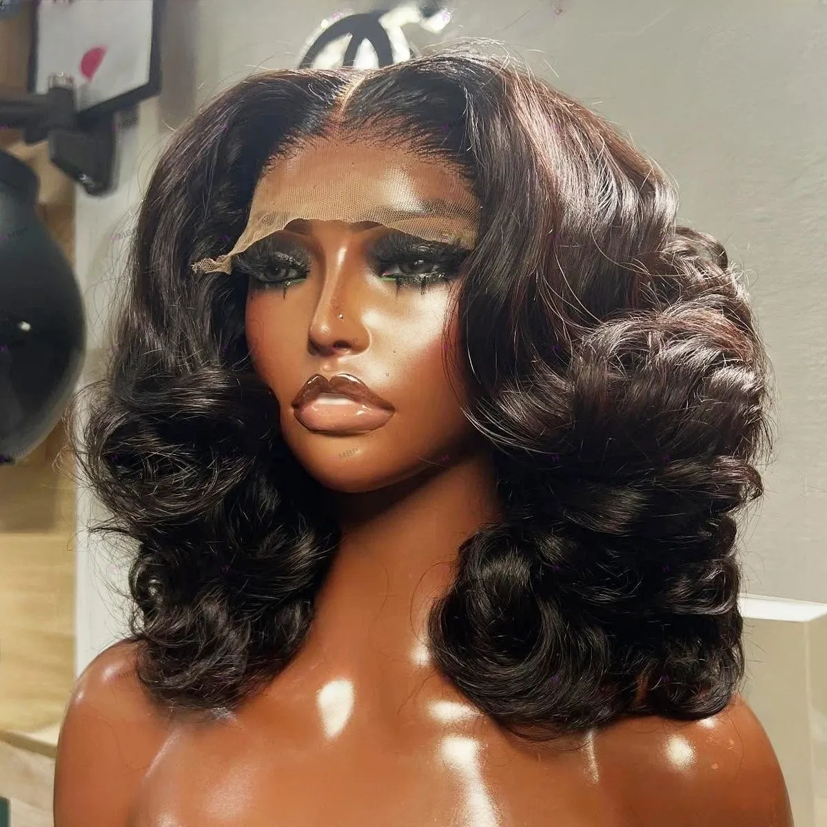 Bouncy Curly Human Hair Wigs 300 Density Glueless... From 