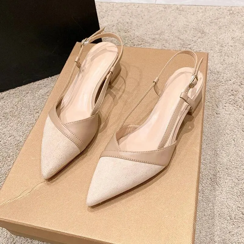 Women New Baotou Sandals Casual Pointed High Heels Outdoor Fashion Buckle Sanda Coarse Following Comfort Single Shoe_voghion.com