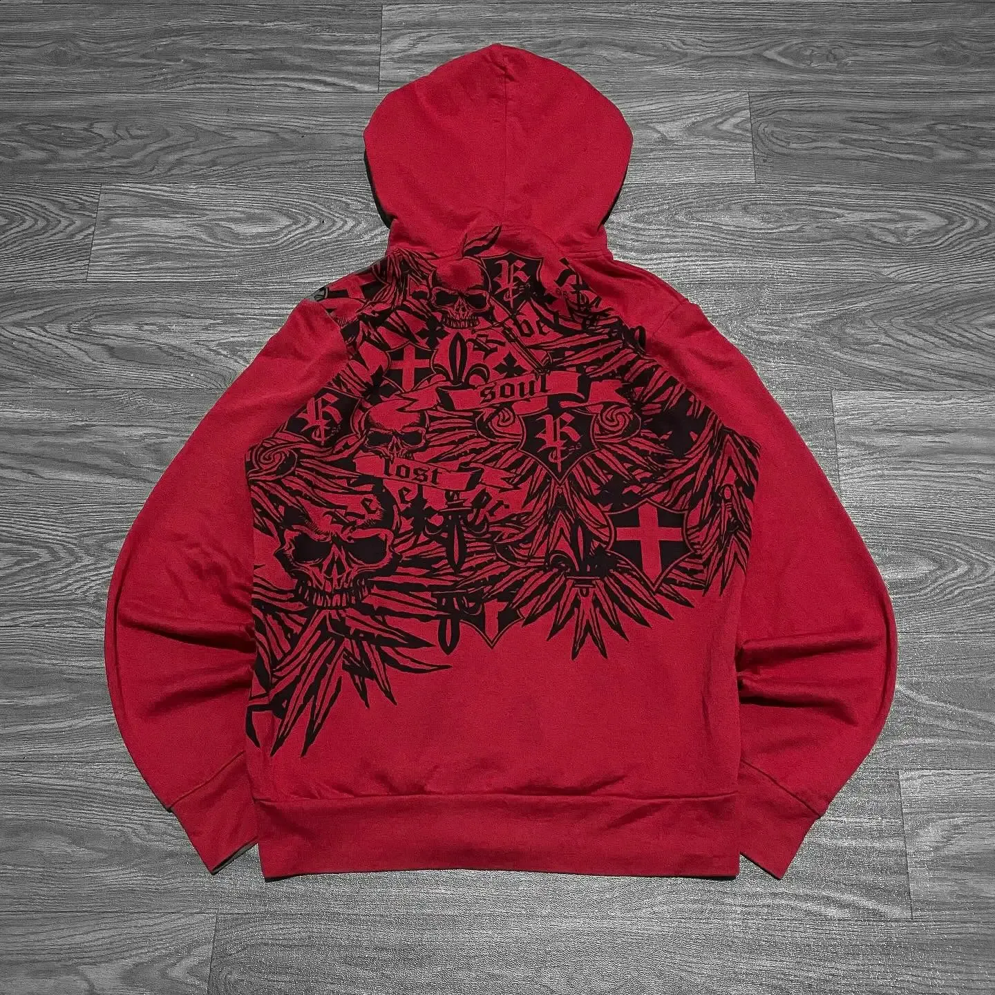 Sudadera Y2K Vintage Con Estampado De Calavera Para Hombre – Estilo Gótico Y Universitario, Manga Larga Holgada, Ideal Para Halloween Y Ropa De Calle