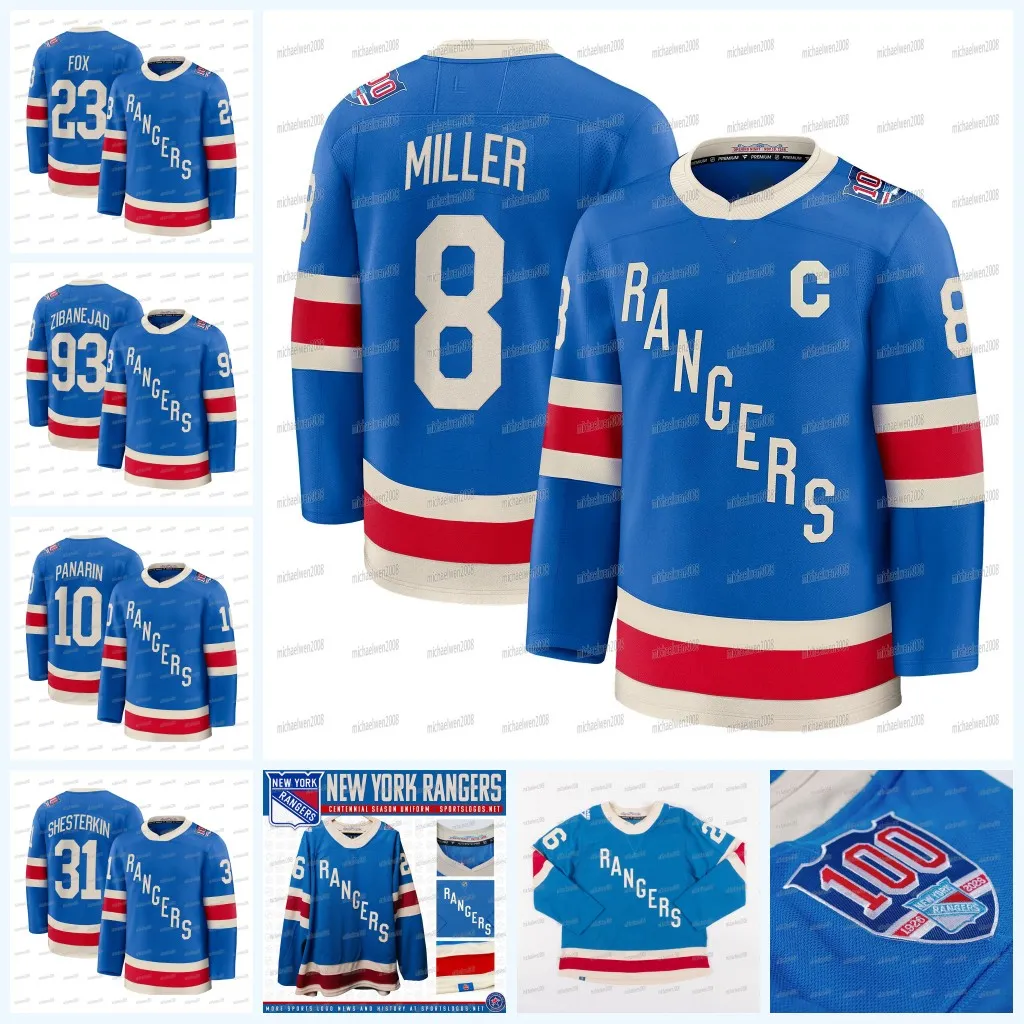 Save Big on Bulk Hockey Jerseys New York Rangers NY Ranger 2025 26  Centennial Hockey Jersey Miller Matt Rempe Mika Zibanejads Adam Fox  Will
