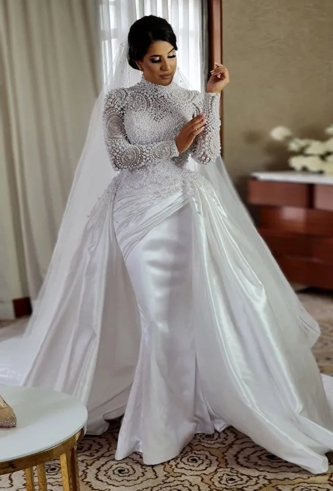 51% OFF Mermaid Wedding Dress – Satin Lace Applique Bridal Gown $271.82 – Limited Stock