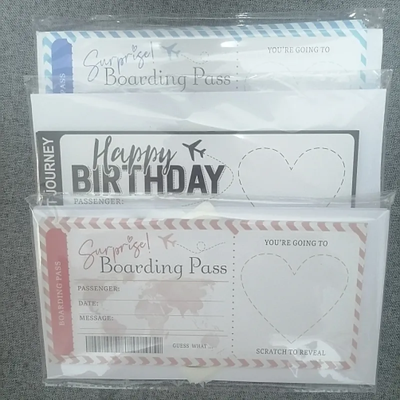 Personalized Scratch-Off Boarding Pass – Surprise Trip Reveal Greeting Card – Handmade