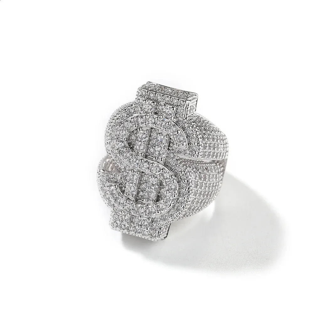 UWIN Men's Iced CZ Sign Self Defence Ring Bling Cubic Zirconia Hollow ...