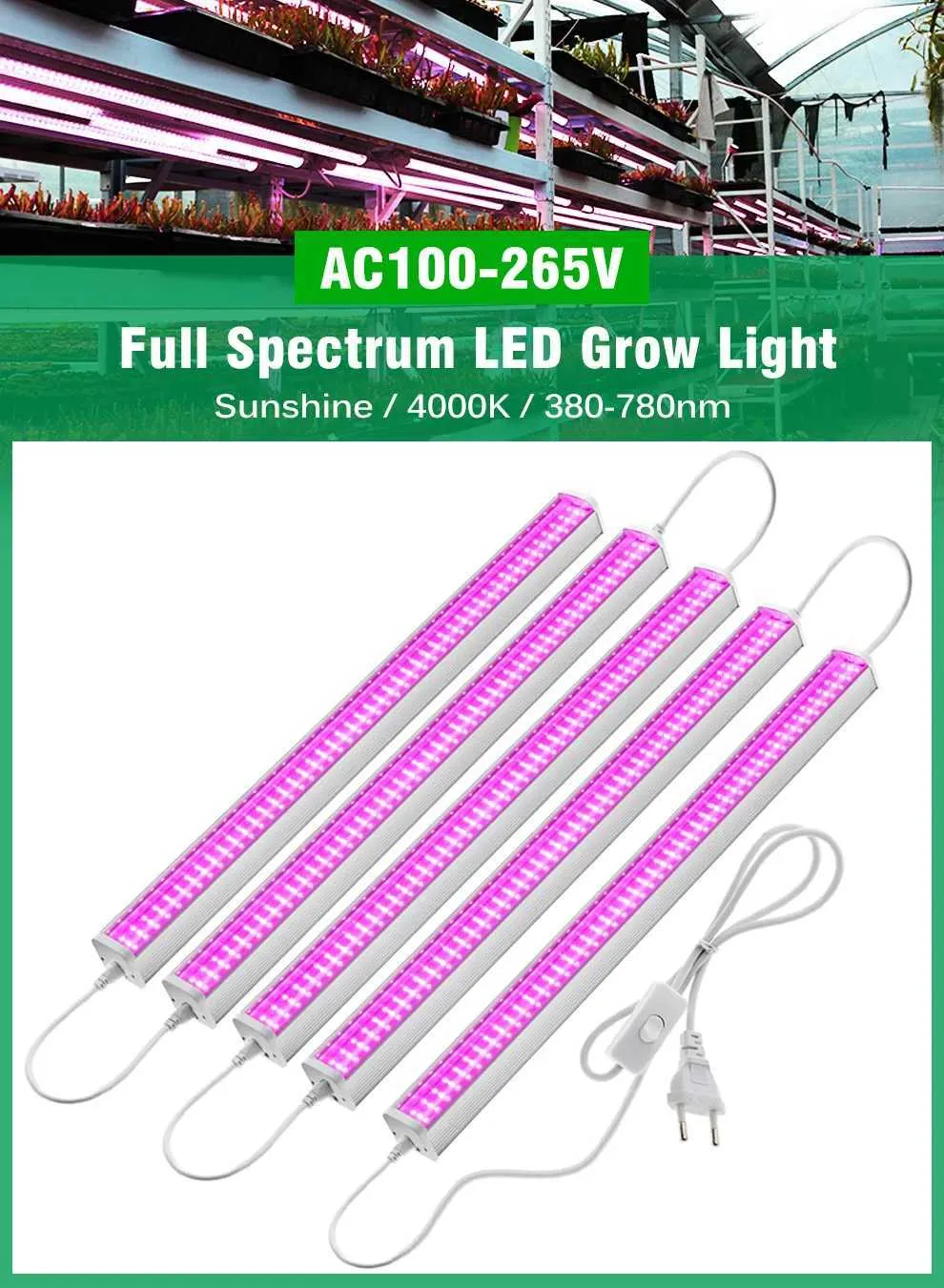 Full Spectrum LED Grow Light 4000K, AC100V-265V, IP65 Waterproof, For ...