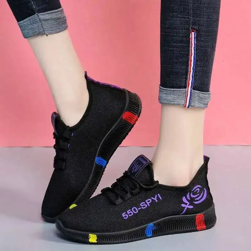 Mesh Womens Vulcanized Breathable Mom Shoes Lace Up Lightweight Female Flats Soft Women Sneakers Non Slip Zapatos De_desvips.com